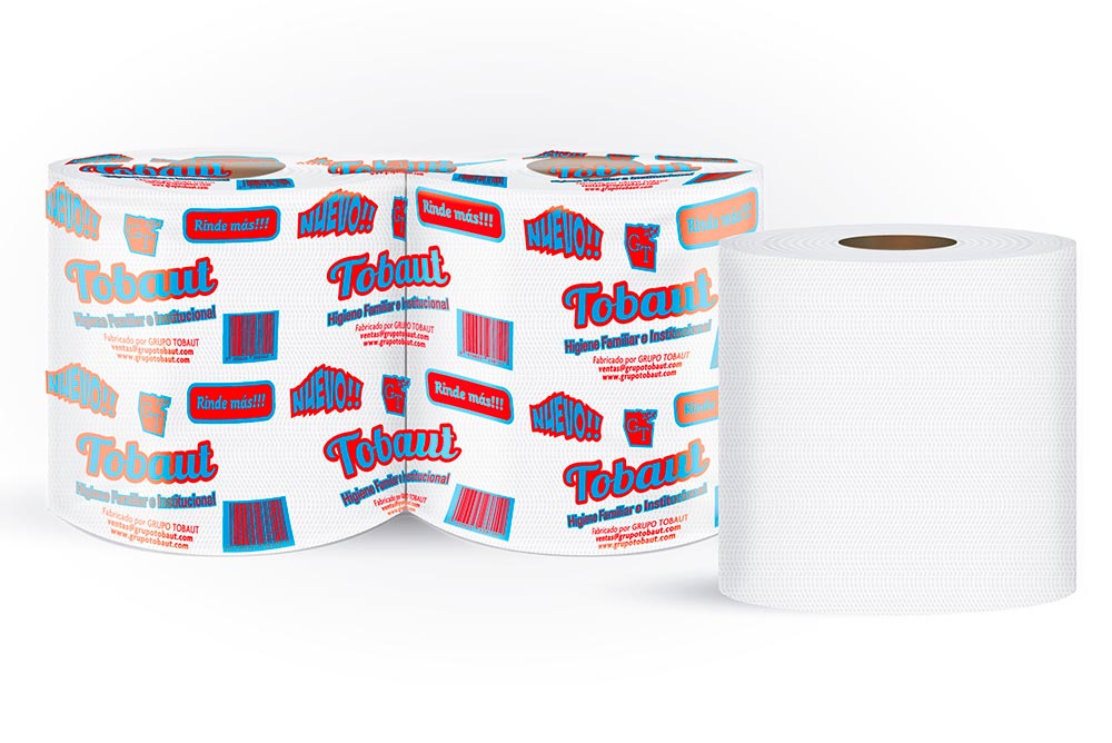 BOBINAS INDUSTRIALES X400MTS 2 UNIDADES X 25 CM DOBLE HOJA EXTRA BLANCO TOBAUT